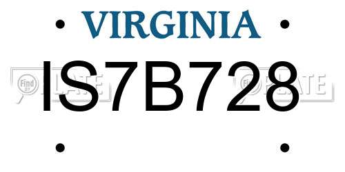 IS7B728 Virginia License Plate