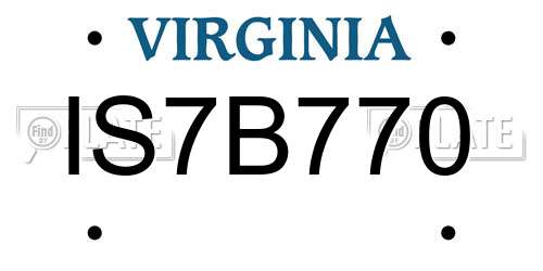 IS7B770 Virginia License Plate