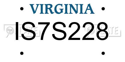 IS7S228 Virginia License Plate