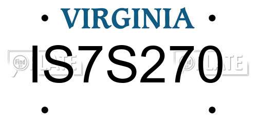 IS7S270 Virginia License Plate