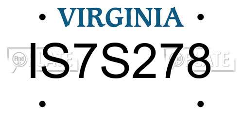 IS7S278 Virginia License Plate