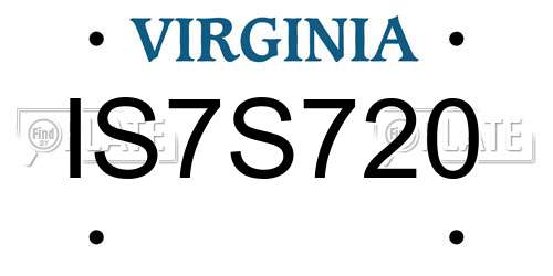 IS7S720 Virginia License Plate
