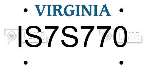 IS7S770 Virginia License Plate