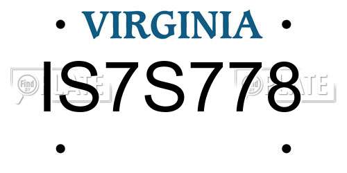 IS7S778 Virginia License Plate