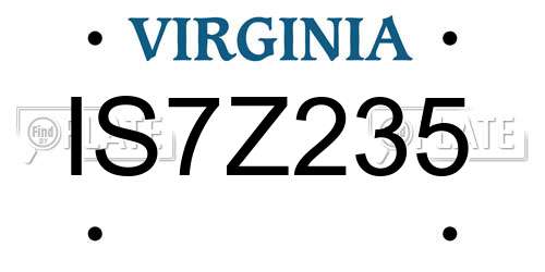 IS7Z235 Virginia License Plate