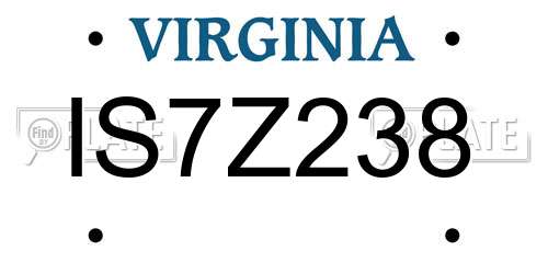 IS7Z238 Virginia License Plate