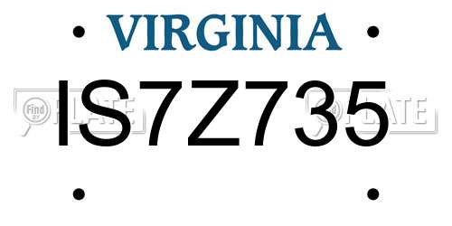 IS7Z735 Virginia License Plate