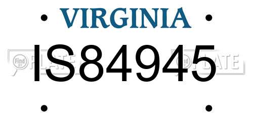 IS84945 Virginia License Plate