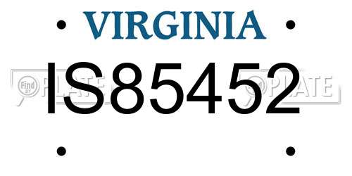 IS85452 Virginia License Plate