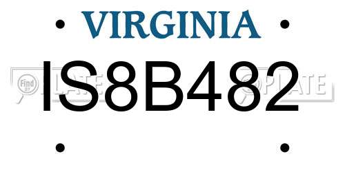 IS8B482 Virginia License Plate