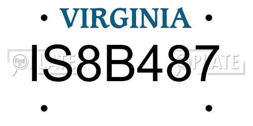 IS8B487 Virginia License Plate