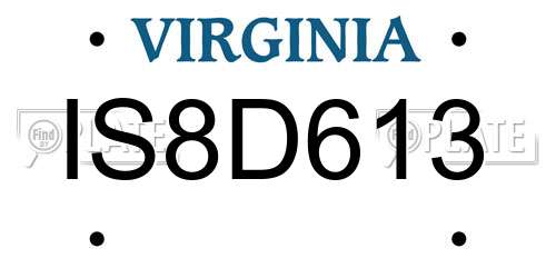 IS8D613 Virginia License Plate
