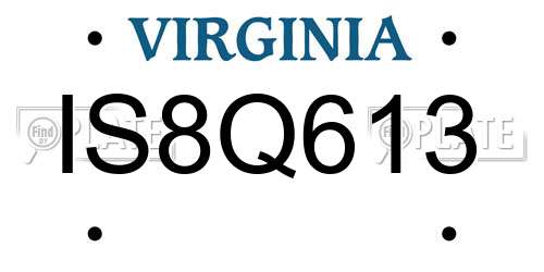 IS8Q613 Virginia License Plate