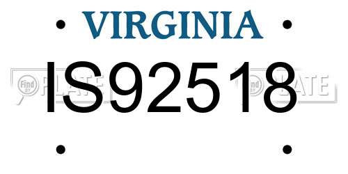 IS92518 Virginia License Plate