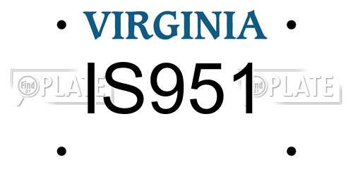 IS951 Virginia License Plate