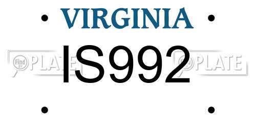 IS992 Virginia License Plate