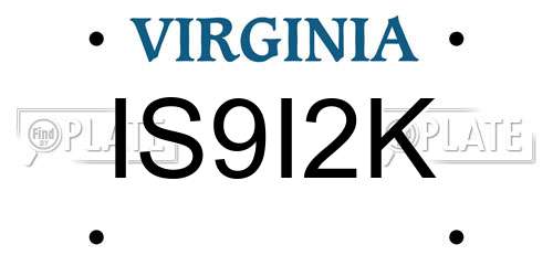 IS9I2K Virginia License Plate