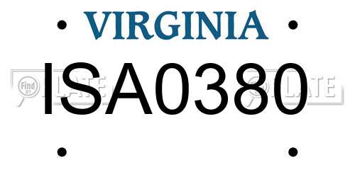 ISA0380 Virginia License Plate
