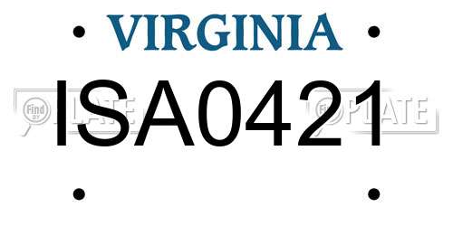 ISA0421 Virginia License Plate