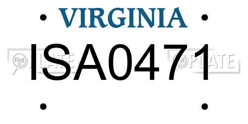 ISA0471 Virginia License Plate