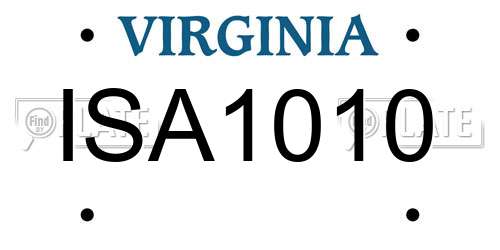 ISA1010 Virginia License Plate