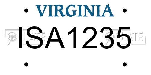 ISA1235 Virginia License Plate