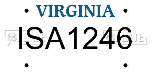 ISA1246 Virginia License Plate