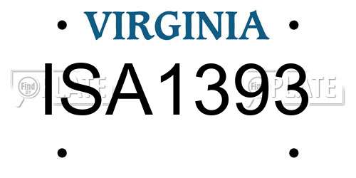 ISA1393 Virginia License Plate