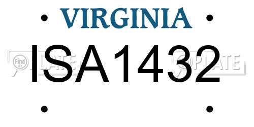 ISA1432 Virginia License Plate