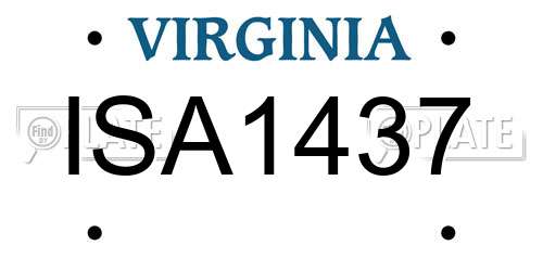ISA1437 Virginia License Plate