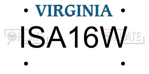 ISA16W Virginia License Plate