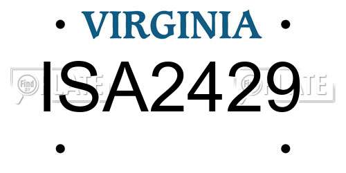 ISA2429 Virginia License Plate