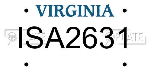 ISA2631 Virginia License Plate