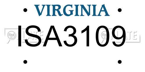 ISA3109 Virginia License Plate