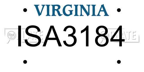 ISA3184 Virginia License Plate