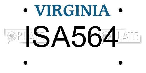 ISA564 Virginia License Plate