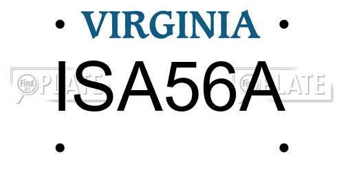ISA56A Virginia License Plate