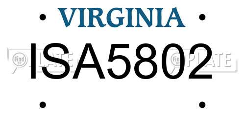 ISA5802 Virginia License Plate