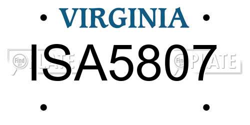 ISA5807 Virginia License Plate