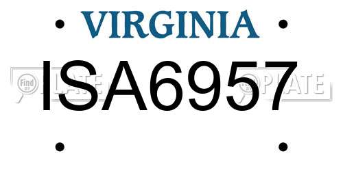 ISA6957 Virginia License Plate