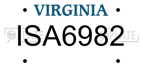 ISA6982 Virginia License Plate