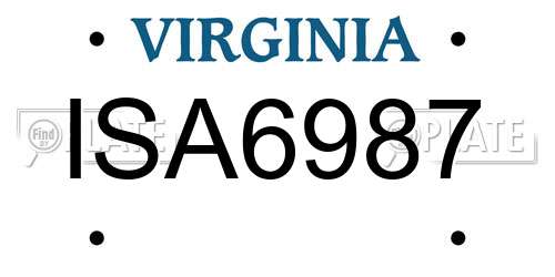 ISA6987 Virginia License Plate