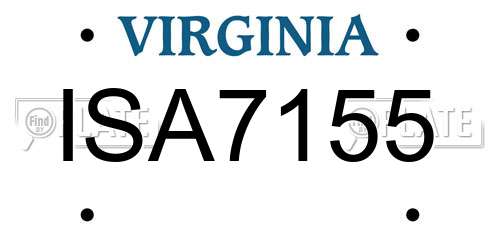 ISA7155 Virginia License Plate