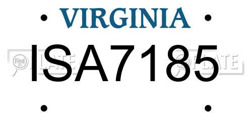 ISA7185 Virginia License Plate