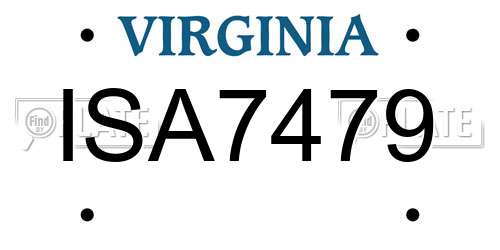ISA7479 Virginia License Plate