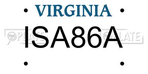 ISA86A Virginia License Plate
