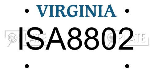 ISA8802 Virginia License Plate