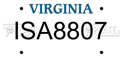 ISA8807 Virginia License Plate