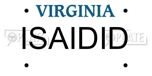 ISAIDID Virginia License Plate