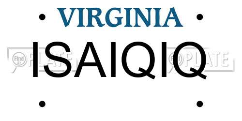 ISAIQIQ Virginia License Plate